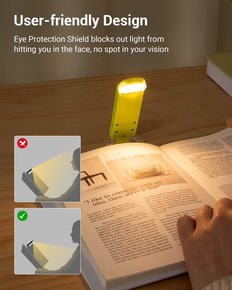 DEWENWILS USB Rechargeable Book Reading Light with Clip, LED Clip on Book Light for Reading at Night, Flexible Booklight for Kids, Warm White, Brightness Adjustable for Eye Protection (Green) - Image 5