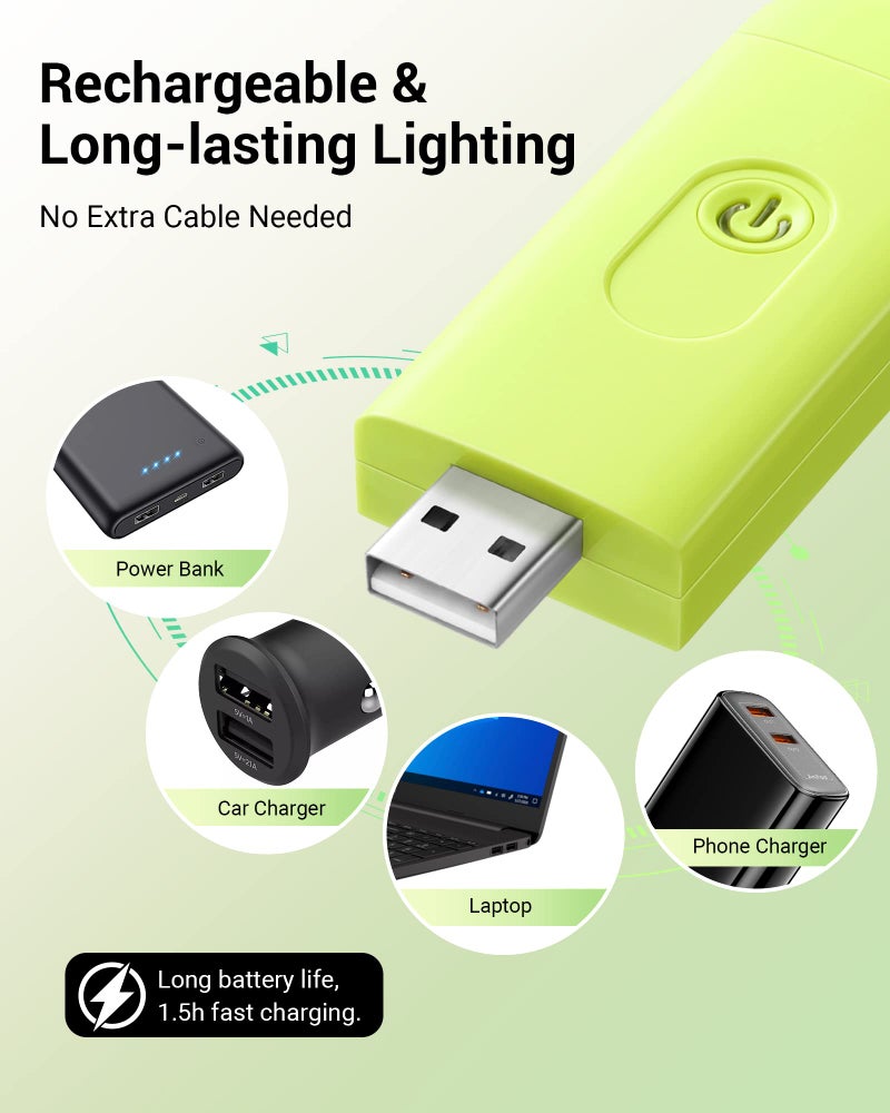 DEWENWILS USB Rechargeable Book Reading Light with Clip, LED Clip on Book Light for Reading at Night, Flexible Booklight for Kids, Warm White, Brightness Adjustable for Eye Protection (Green) - Image 3