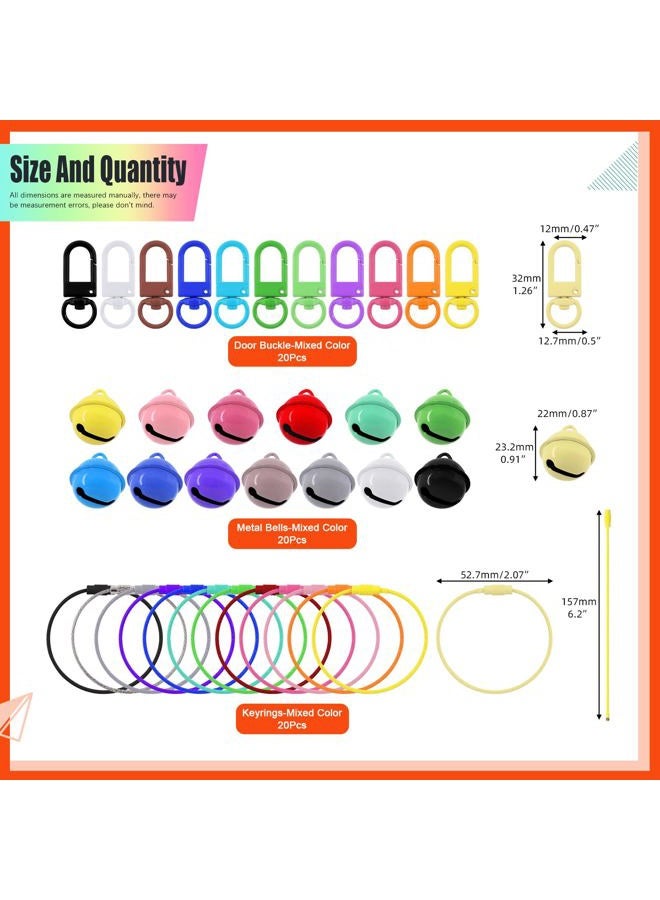 Tanstic 60Pcs Steel Wire Keychain Cable and Lobster Claw Clasps and Jingle Bells Kit, 0.06” x 5.9" Stainless Steel Wire Key Rings, Wire Ring for Luggage Tags, Keyrings, Craft - Image 2