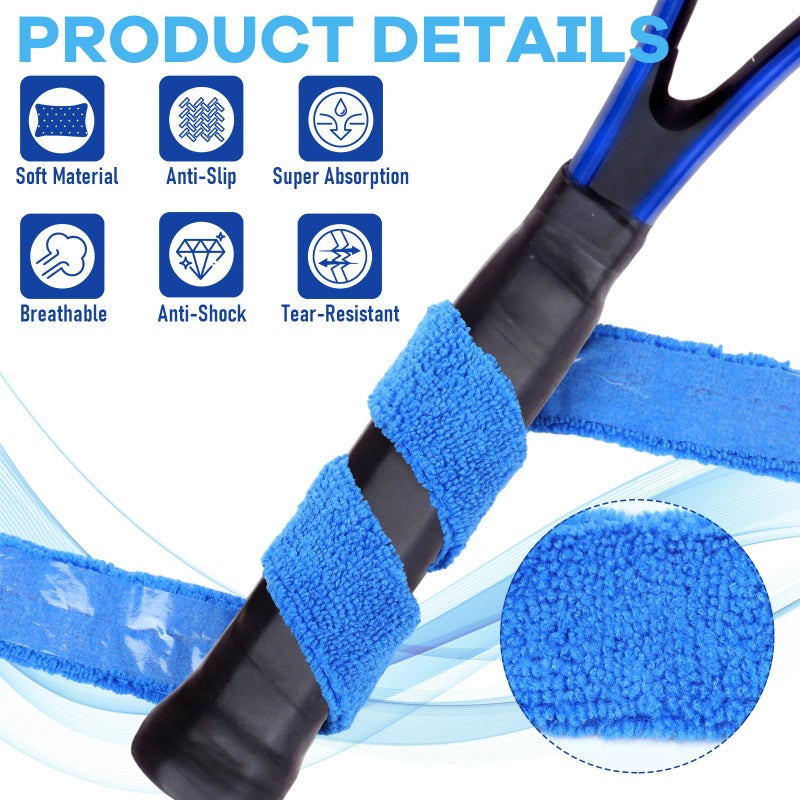 18 Pack Tennis Racket Towel Grips Handles Wrap 26.7 Inch Self-adhesive Absorbent Racket Towel Overgrip Non-slip and Sweat Tape Protection for Tennis Badminton Racquetball Squash Baseball - Image 3
