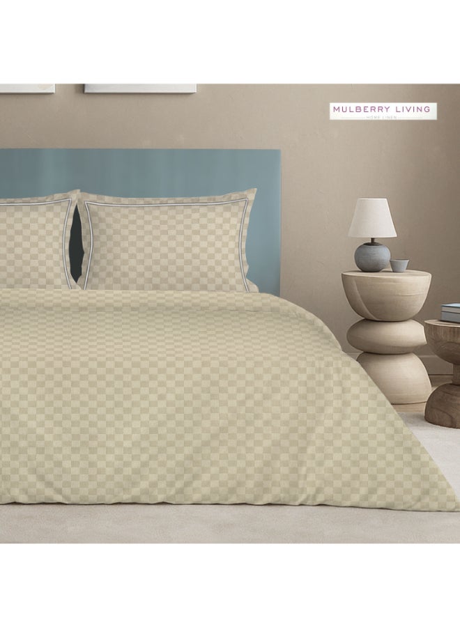 MULBERRY LIVING غطاء لحاف قطني % بنسيج  خيط بتصميم شبكي حضري مقاس كوين  ×  سم كاروهات - لؤلؤي - Image 3