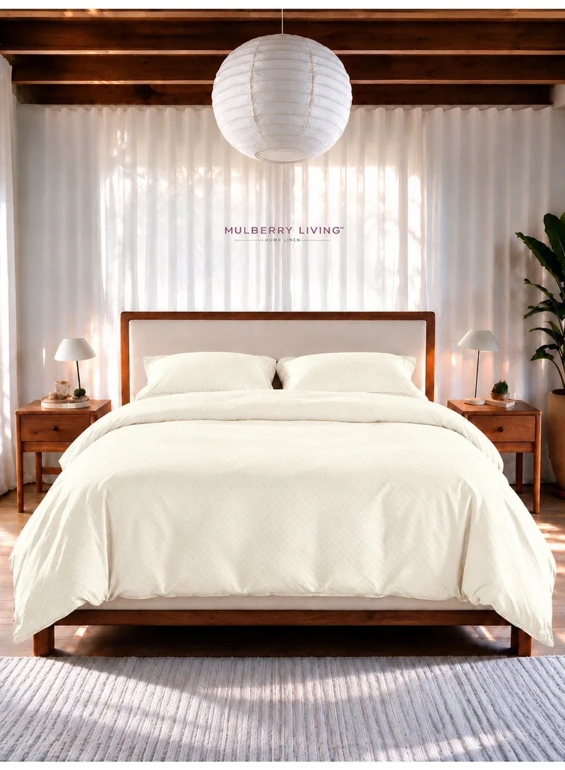 Mulberry Living 100% Cotton Queen Duvet Cover - 300 TC Urban Grid (Checks). Width 240 x Length 220cms - Pearl