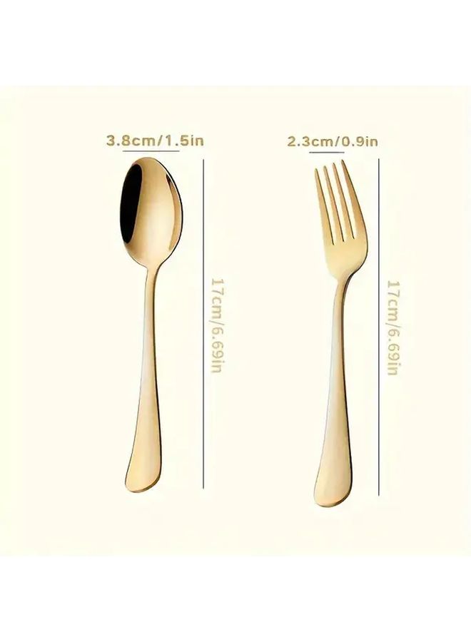 Golden 18pcs Stainless Steel Cutlery Set Forks Spoons Dishwasher Safe - Image 3