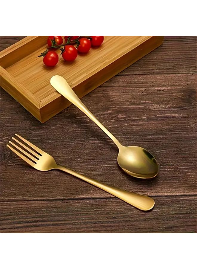 Golden 18pcs Stainless Steel Cutlery Set Forks Spoons Dishwasher Safe - Image 5