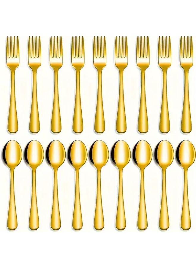 Golden 18pcs Stainless Steel Cutlery Set Forks Spoons Dishwasher Safe - Image 1