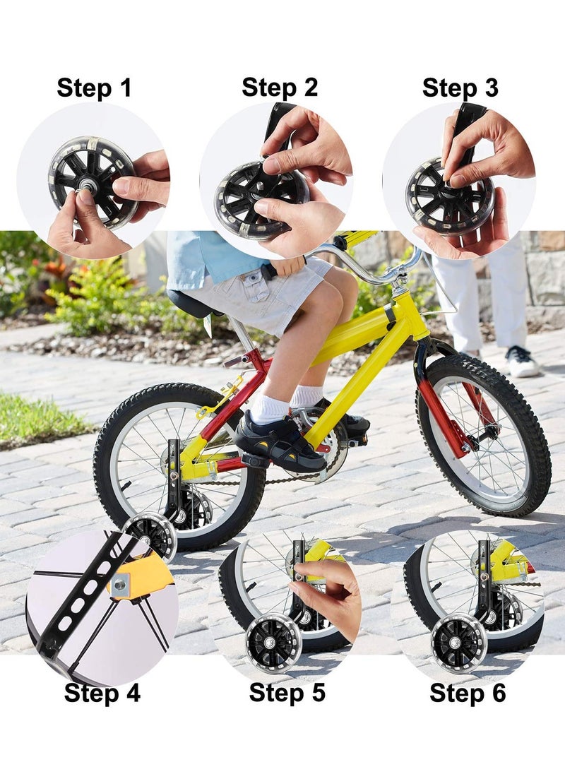 KASTWAVE Kids Bike Support Wheel, Rear Training Wheel Stabilizer for 12 14 16 18 20 Inch Bike Silent Flash Wheel Boys and Girls Practice Stabilizer Mounting Kit (1 Set, Black)  - Image 3
