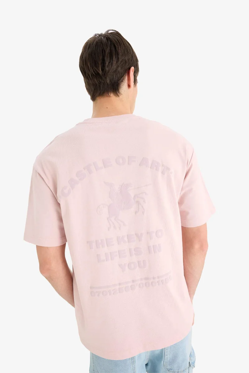 Defacto Boxy Fit Crew Neck Back Printed Cotton T-Shirt