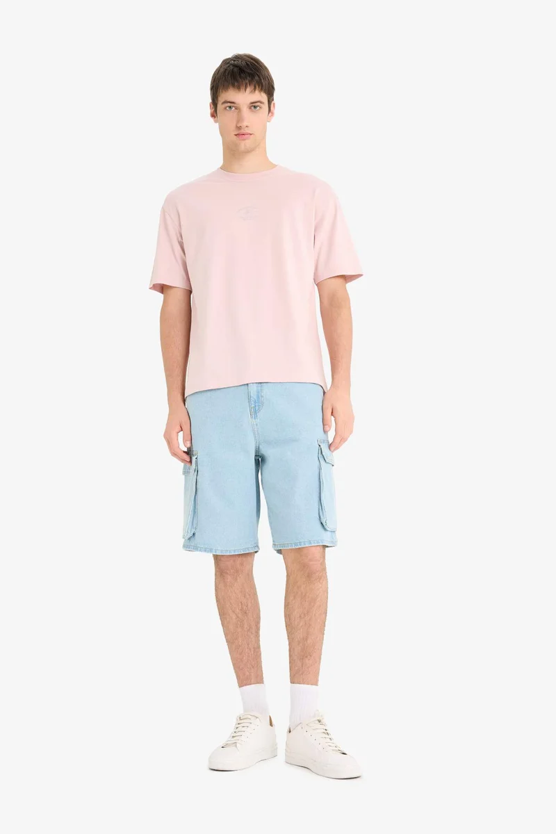 Defacto Boxy Fit Crew Neck Back Printed Cotton T-Shirt