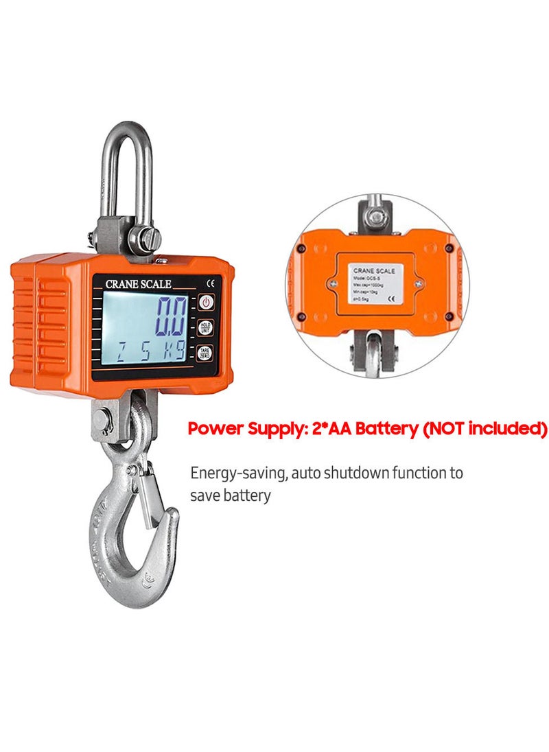 Generic - Digital Hanging Scale 1000kg/ 2000lbs Portable Heavy Duty Crane Scale LCD Backlight Industrial Hook Scales Unit Change/ Data Hold/ Tare/ Zero for Construction Site Travel Market Fishing Outdoor Work - Image 1