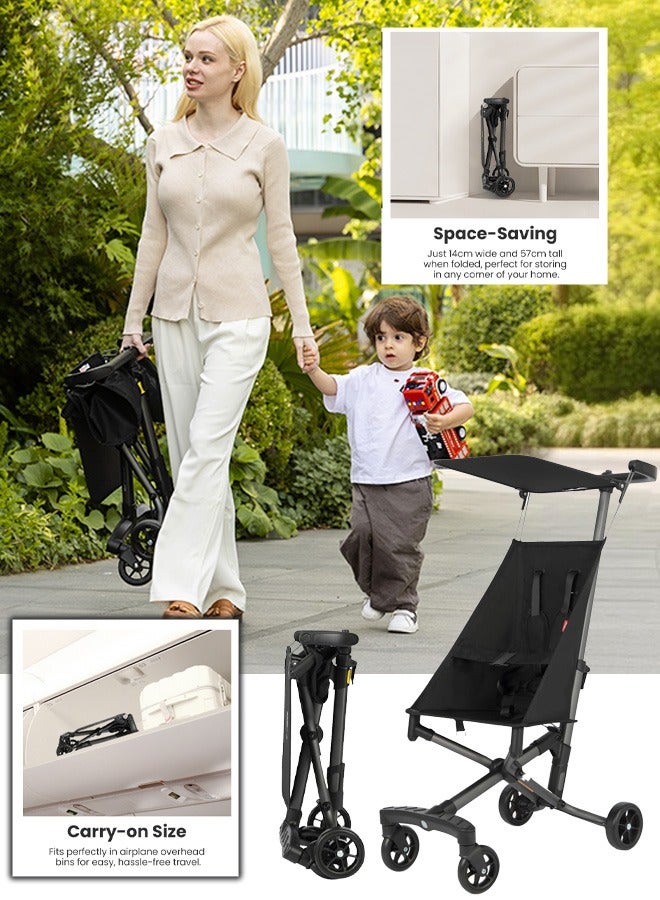 Joudiplay Lightweight Airplane-safe Stroller Folds Up With One Hand Take Up  Little Space Foldable Sun Canopy And Shoulder Straps Suitable For Children From 6-48 months - Image 1