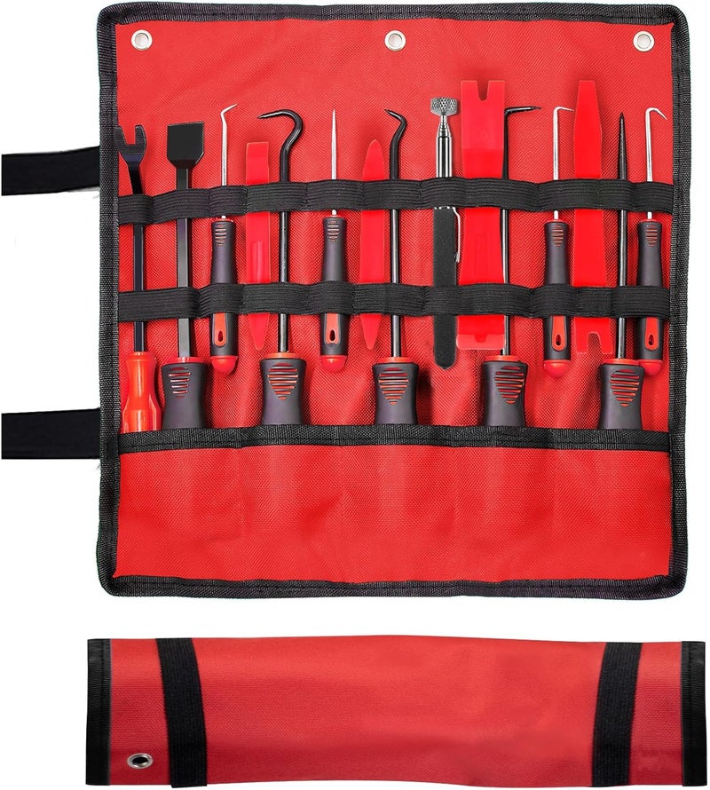 KEZE 15 Pcs Carbon Steel Precision Pick & Hook Set with Scraper and Magnetic Telescoping Tool Kit - Image 2