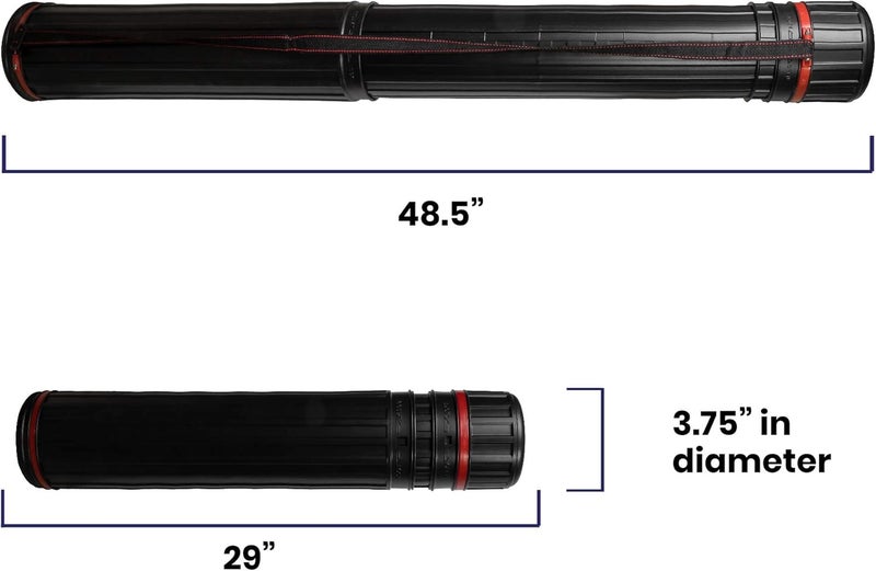 Pacific Arc Expandable Poster Storage Mailing Tube, for Blueprint, Artwork, Plans, Drafting - Hard Plastic Black 29 Inches to 48.5 inches with 3.75 Inch Opening - Image 2