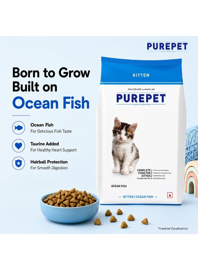 Purepet Kitten Dry Cat Food 1.2kg | Ocean Fish Flavour & Dry Cat Food 1kg | Ocean Fish Flavour - Image 2