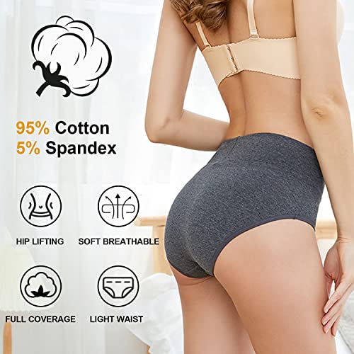 coskefy Women's High Waisted Cotton Underwear Soft Breathable Panties Stretch Briefs Seamless Ladies Panties 5 Pack - Image 2
