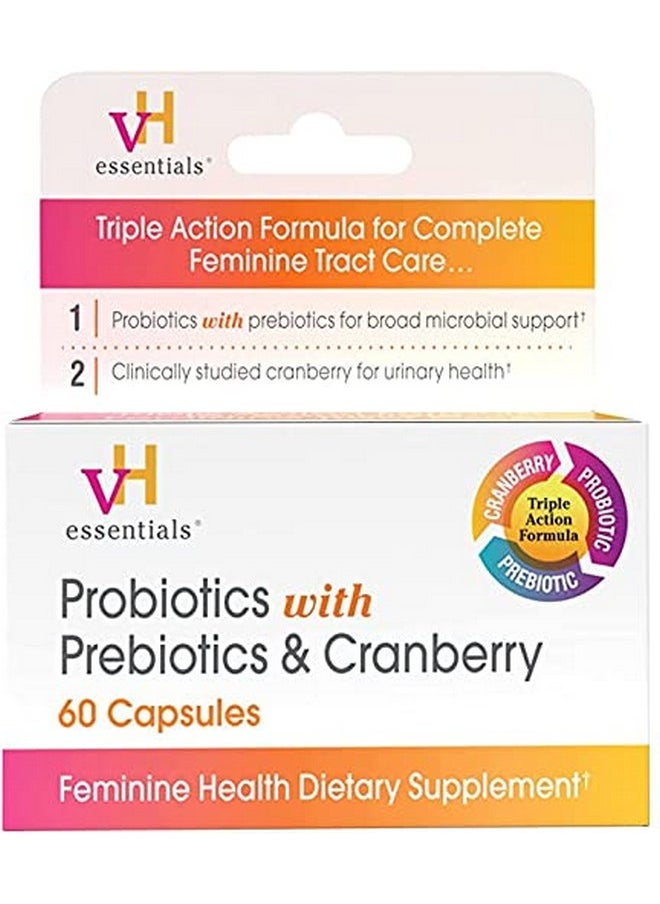 vH Essentials Probiotics With Prebiotics And Cranberry Feminine Health Supplement 60 Capsules (Pack Of 3)  - Image 2
