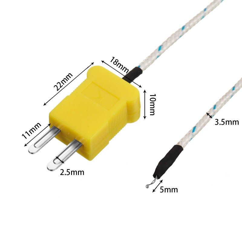 Weewooday 10 Pieces 3 Meters K Type Mini-Connector Thermocouple Temperature Probe Sensor K Type Thermocouple Wire Temperature Sensing Line Measure Range -50 to 400 Celsius, Compatible with TM902C/ TES1310  - Image 3