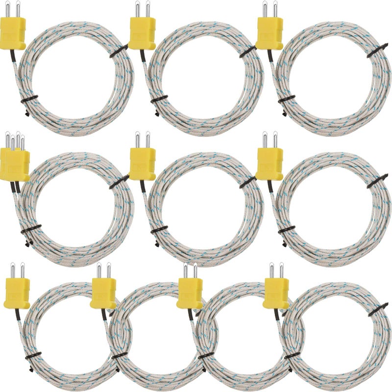 Weewooday 10 Pieces 3 Meters K Type Mini-Connector Thermocouple Temperature Probe Sensor K Type Thermocouple Wire Temperature Sensing Line Measure Range -50 to 400 Celsius, Compatible with TM902C/ TES1310  - Image 1
