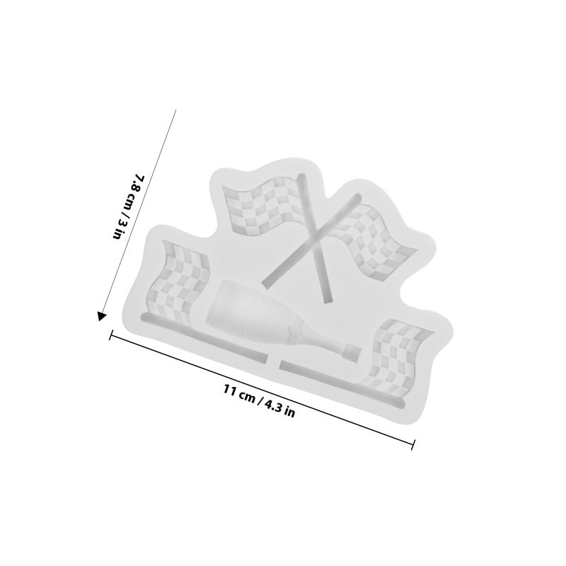 Cake Fondant Mold Race Car Flag Mold Racing Car Flag Silicone Mold - Image 2