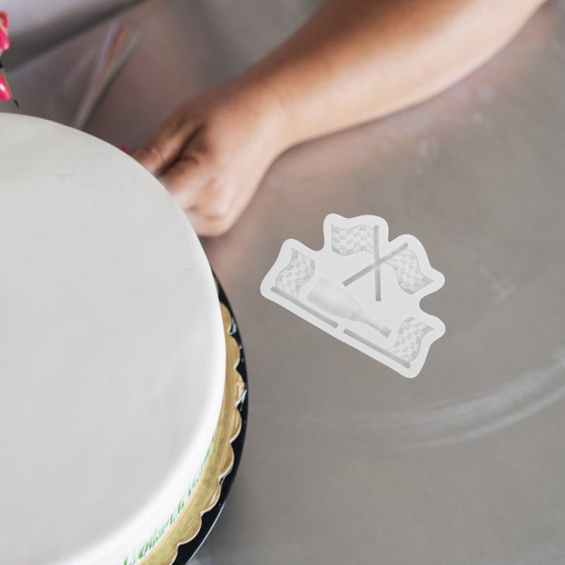 Cake Fondant Mold Race Car Flag Mold Racing Car Flag Silicone Mold - Image 4