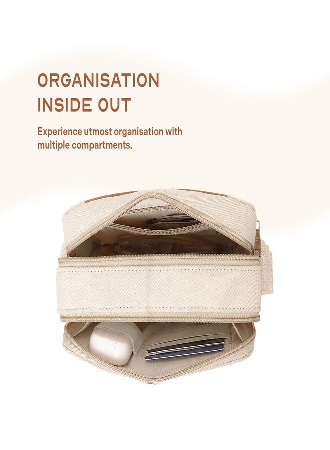 THE ASSEMBLY Assembly Crossbody Sling Bag with Compact Design & Secure Pockets, Everyday Sling Bag with Adjustable Strap for Urban Exploration, Beige - Image 5