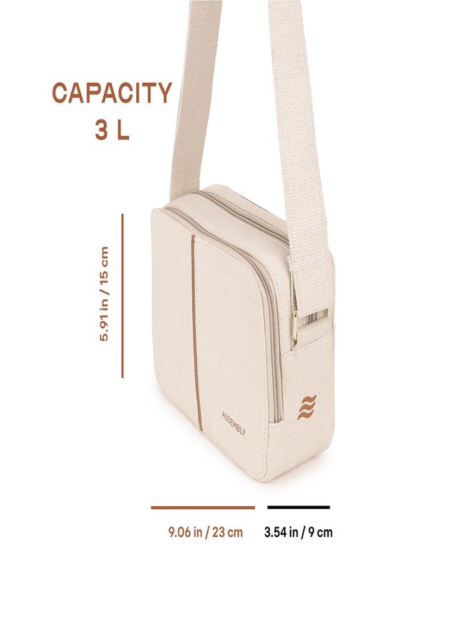 THE ASSEMBLY Assembly Crossbody Sling Bag with Compact Design & Secure Pockets, Everyday Sling Bag with Adjustable Strap for Urban Exploration, Beige - Image 4