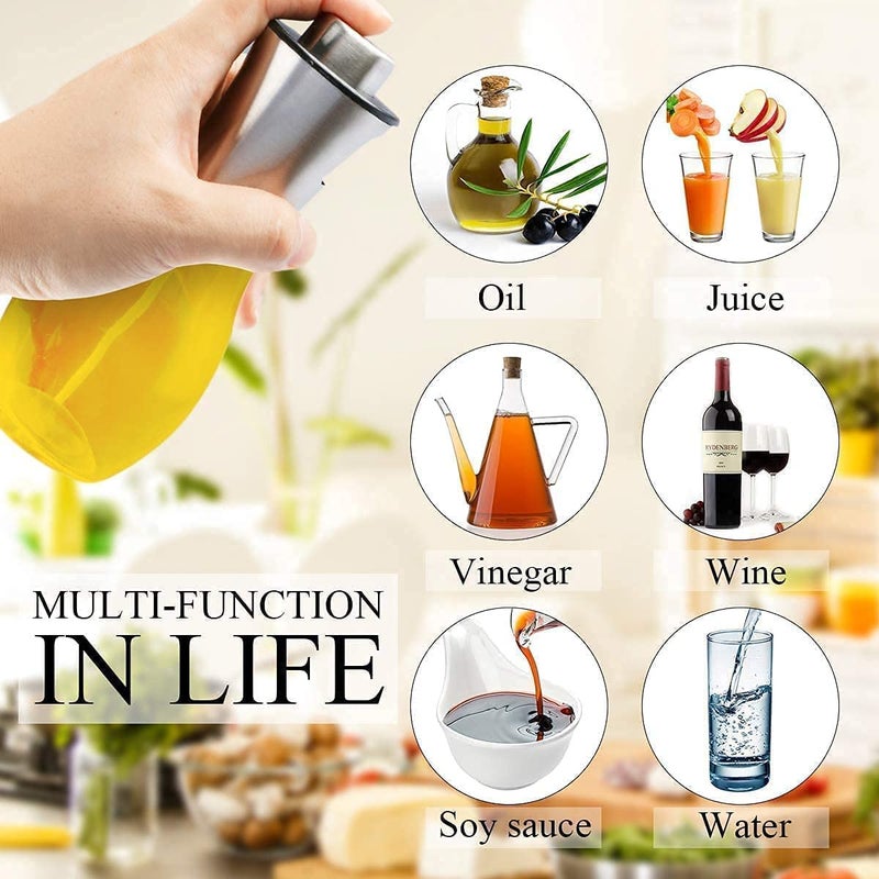 Wrixty Olive Oil Glass Bottle Silicone Auto Flip Oil Dispenser Leak Proof Bottles with Non Slip Handle Automatic Cap and Stopper for Kitchen Cooking Transparent 200 ML - Image 5