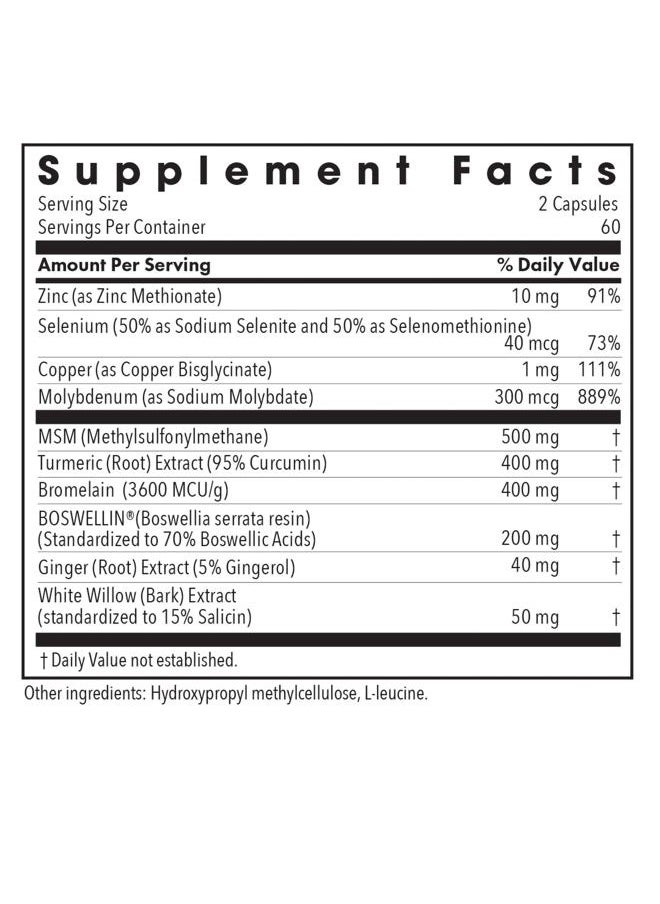Allergy Research Group - InflaMed Joint Health Supplement - Joint Support Supplement for Men & Women, Molybdenum, Turmeric, MSM, Boswellia,Connective Tissue Health - 120 Count - Image 1