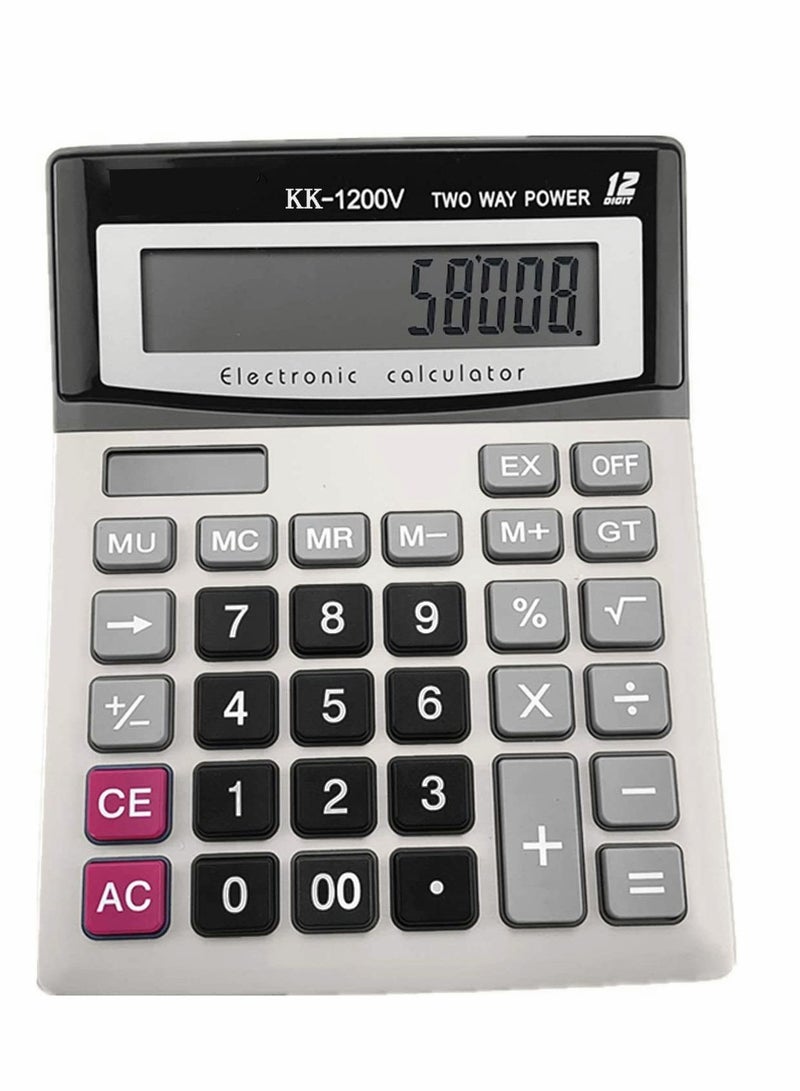 Generic Large Dual Power Solar Calculator with 12-Digit LCD Display - Perfect for Students, Offices, and Home Use - Image 1