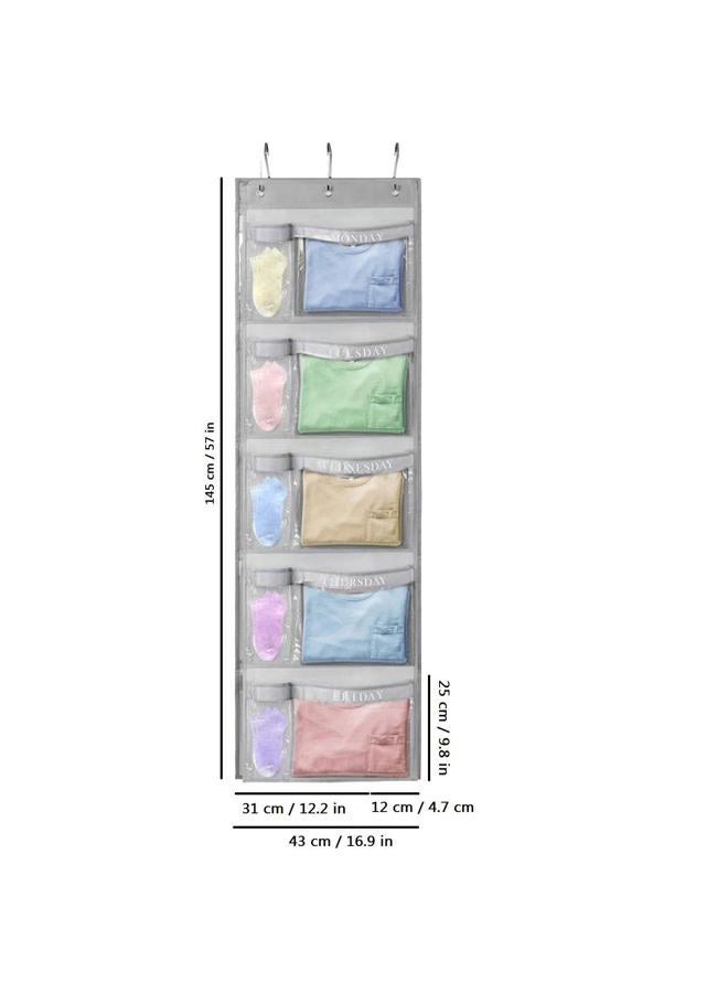 RUIPBOTE Weekly Kids Clothes Organizer – Day of The Week Hanging Closet Storage for School Outfits, Kids' Wardrobe Organizer with Labels for Monday to Friday (2) - Image 4