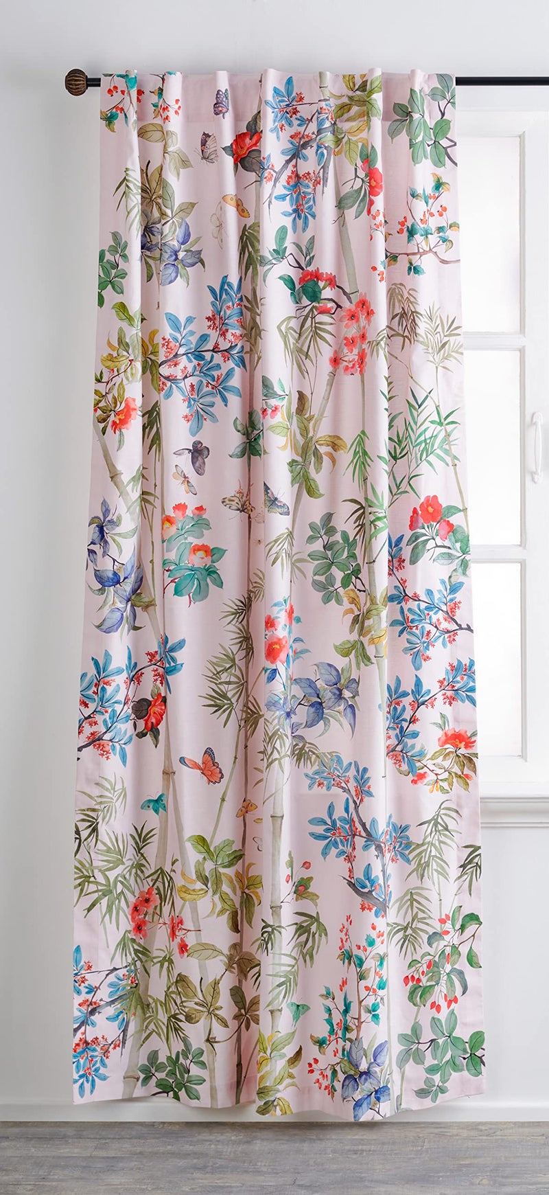 ميزون دي هيرمين Maison D 'Hermine 100 ٪ Cotton Curtain Bamboo Peach Stertains One لوحة لغرف المعيشة مكاتب غرف نوم مصممة مع جيب قضيب وحلقة سهلة التعليق 50 "x124" - Image 1