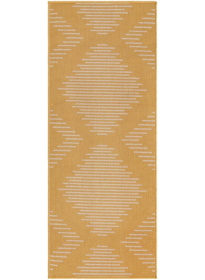Unique Loom Outdoor Modern Collection Area Rug Tambor (2' X 5' 1" Runner Yellow Ivory) - Image 3