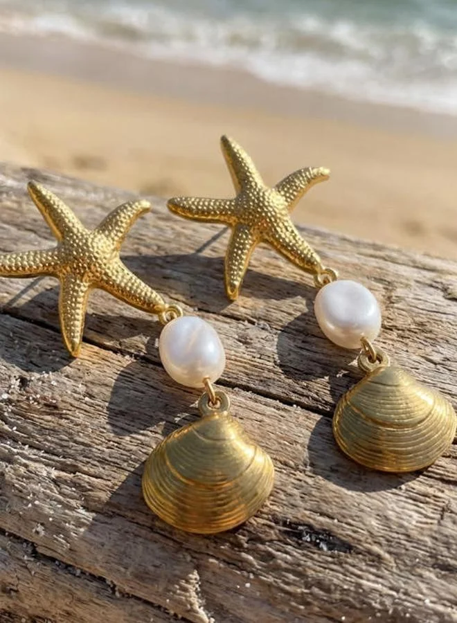 Take Two  Gold Starfish Dangle Earrings for Women | Best Price UAE