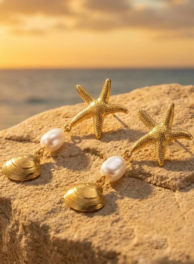 Take Two  Gold Starfish Dangle Earrings for Women | Best Price UAE