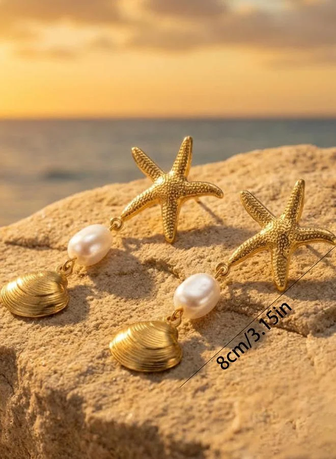 Take Two  Gold Starfish Dangle Earrings for Women | Best Price UAE