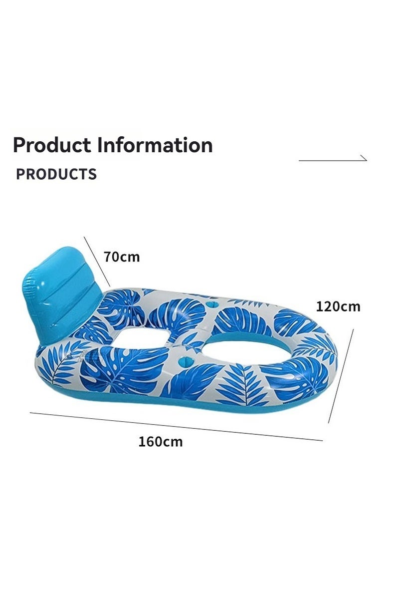 M MIAOYAN Inflatable Pool Float with Headrest and Cup Holders – Comfortable & Foldable Design - Image 2