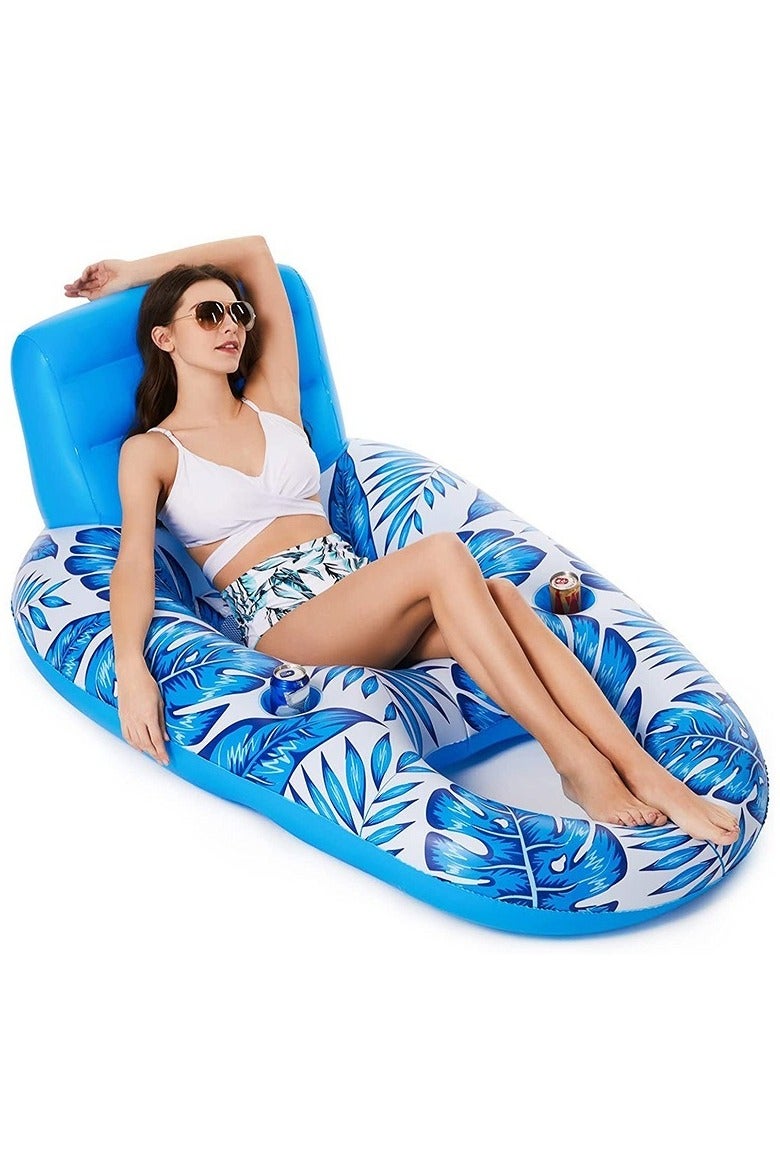 M MIAOYAN Inflatable Pool Float with Headrest and Cup Holders – Comfortable & Foldable Design - Image 3