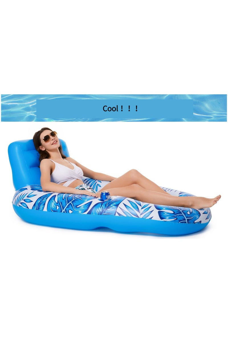 M MIAOYAN Inflatable Pool Float with Headrest and Cup Holders – Comfortable & Foldable Design - Image 4