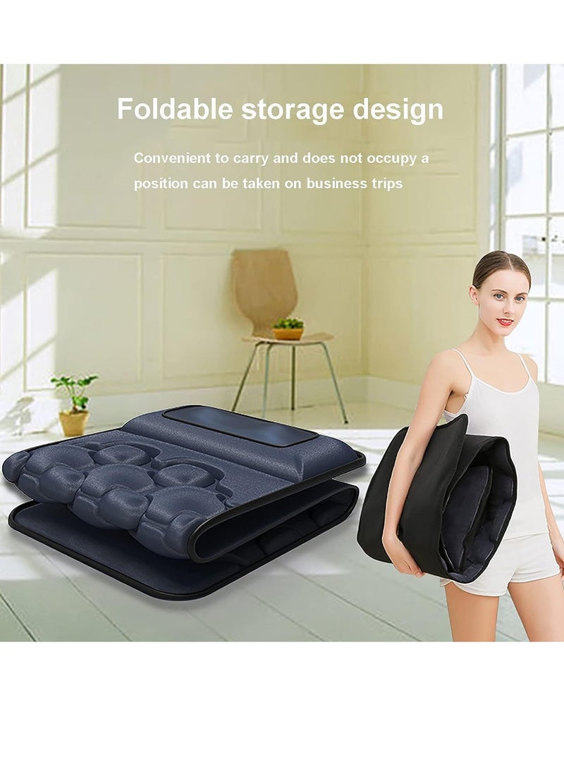 إسكدنيا بساط تدليك كهربائي متعدد الوظائف قابل للطي لكامل الجسم بساط تدليك لتدفئة الجسم مع وسادة للرقبة والكتف والظهر وعضلات الساق والساق للاسترخاء مناسب للمنزل والمكتب والسيارة - Image 3