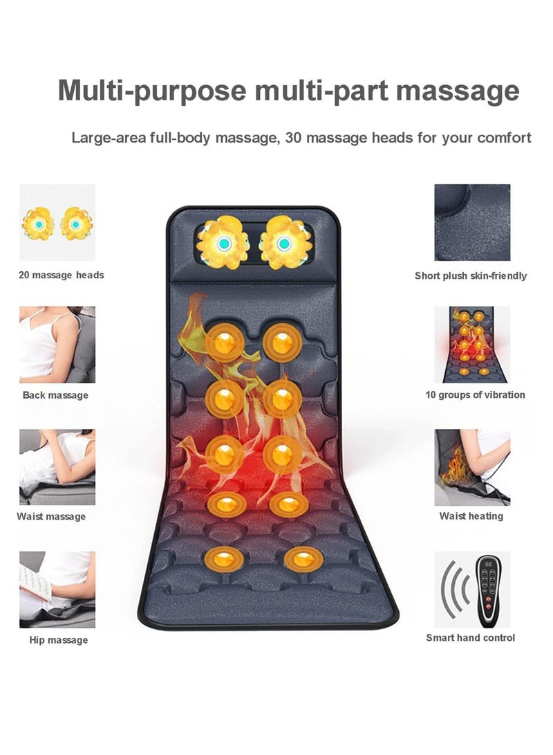 إسكدنيا بساط تدليك كهربائي متعدد الوظائف قابل للطي لكامل الجسم بساط تدليك لتدفئة الجسم مع وسادة للرقبة والكتف والظهر وعضلات الساق والساق للاسترخاء مناسب للمنزل والمكتب والسيارة - Image 4