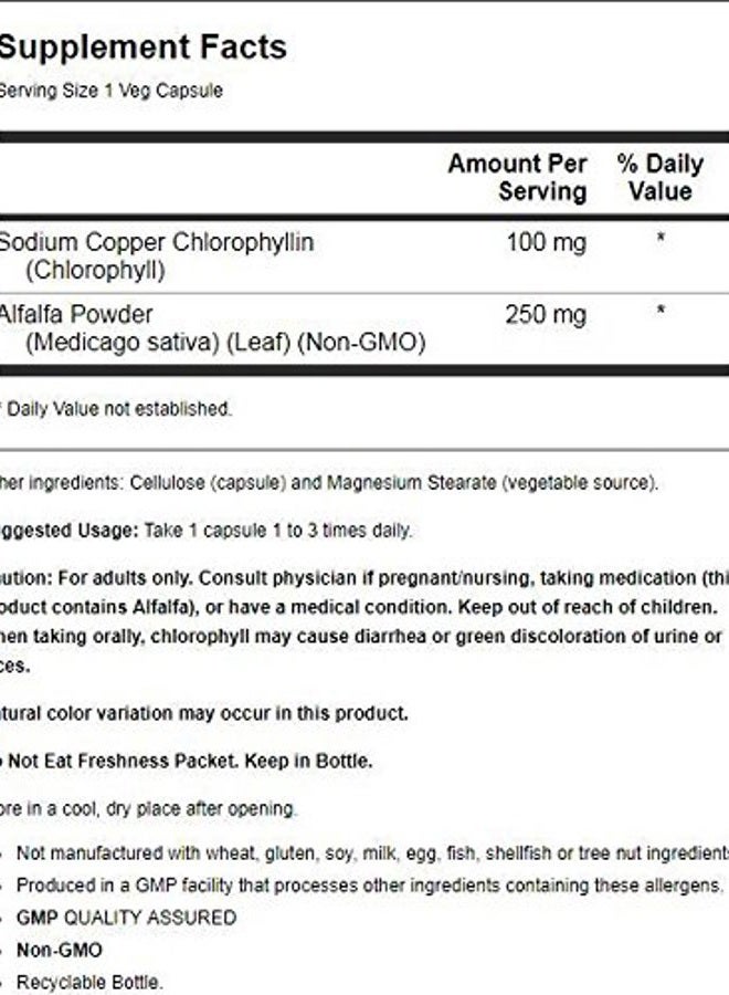 Now Foods Chlorophyll 100mg 90 Veg Capsules - Image 3