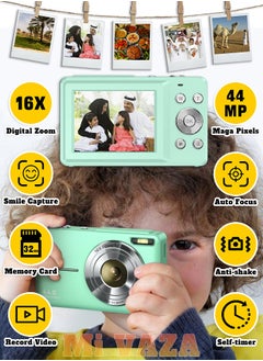 Mi VAZA Autofocus Digital Camera for Kids - FHD 1080P 44MP - Rechargeable Compact Mini Camera with 16X Digital - Portable Pocket Camera - With 32GB Memory Card  - Image 1