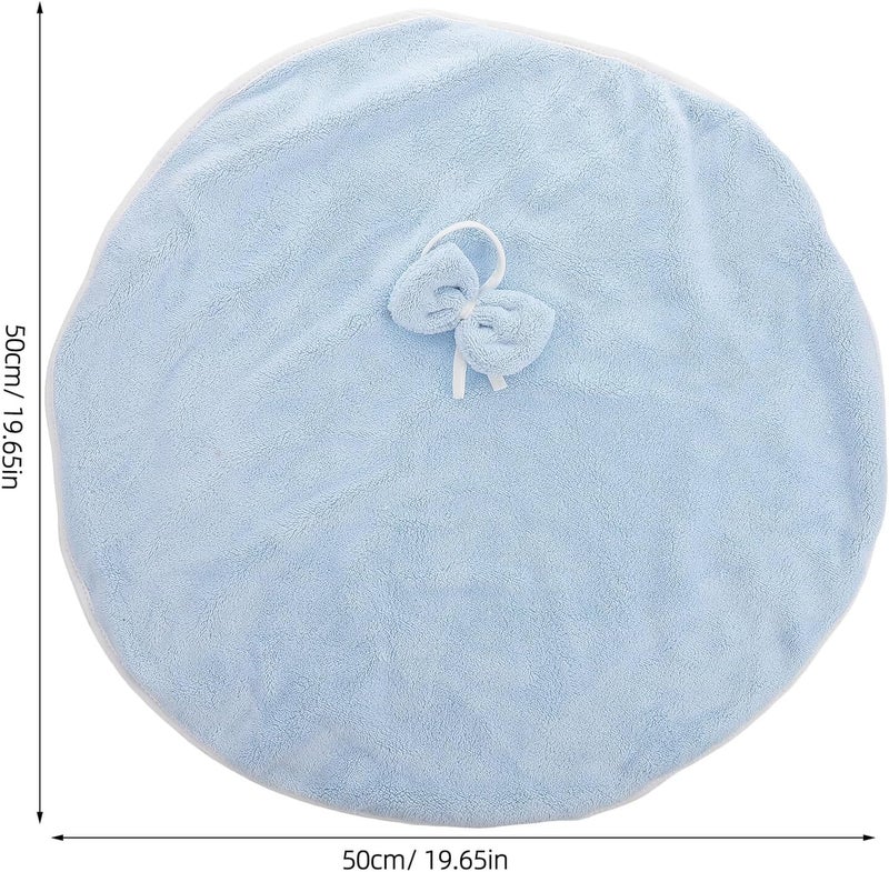 WOONEKY Hangable Coral Fleece Hand Towel with Bowknot, Thick Soft Absorbent Kitchen and Bathroom Hanging Hand Drying Cloth, Blue Round Design for Spa and Gym Use - Image 2
