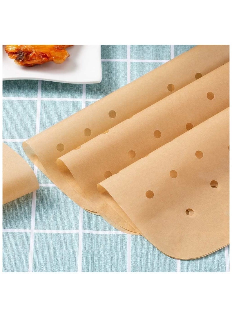 منزل الغابة 100 قطعة ورق زبدة مربّع للقلاية الهوائية، ورق مبطّن غير مبيّض للقلاية الهوائية / ورق تبخير للقلاية الهوائية، سلة تبخير (بني) - Image 4