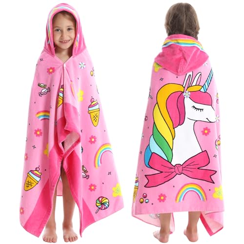 Bavilk Kids Bath Towels Kids Towel Girls Boys Hooded BeachBathroomPool Swim Towels 30 50 INCH Large Size Ultra Absorbent Cute Cartoon Animal Full Vitality 100 Cotton Wearable Wrap for Child - Image 1