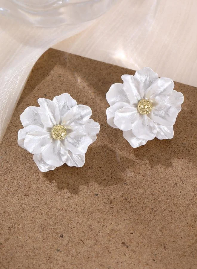 Take Two White Flower Stud Earrings
