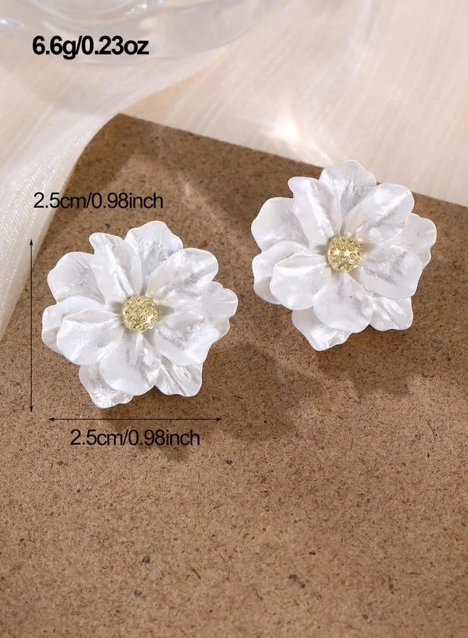 Take Two White Flower Stud Earrings