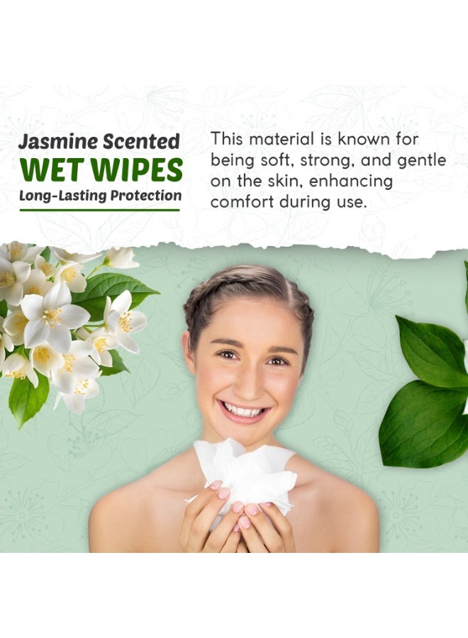 Moonwisp Wet Wipes for Cleaning and Hand Sanitizing, Jasmine Scented, Moisturizing, Travel-Friendly, Hypoallergenic, All-Purpose Wipes, Perfect for Adults and Kids (Green, PACK 10) - Image 3