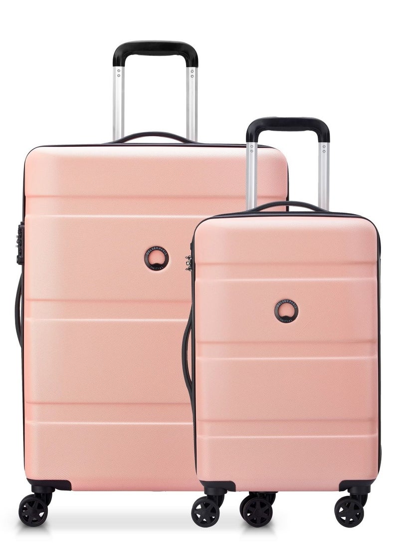 DELSEY Paris - Airship 2 Piece Set  55+77cm 4 Double Wheel Cabin and Check In Luggage Trolley Pink - Image 1