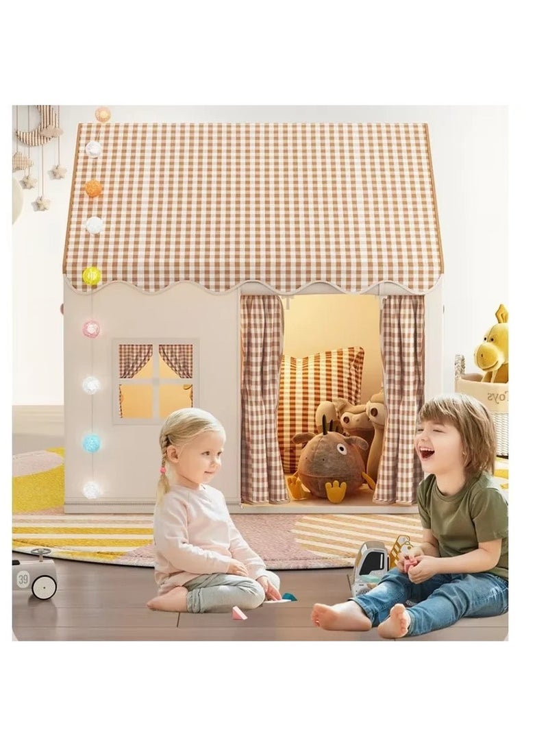 Kids Playhouse with LED Yarn Lights, Washable Foldable Play Tent with Windows, Indoors Outdoors Reading Corner Activity Center for Girls Boys, Ramadan Gift, Eid Gift  - Image 5