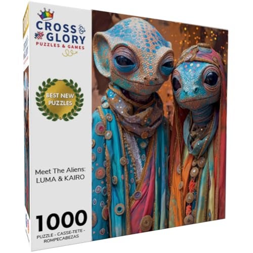 Cross & Glory Cross Glory Meet The Aliens Luma Kairo 1000 Piece Jigsaw Puzzle for Adults Vibrant SciFi Love Story Puzzle Colorful Alien Couple Artwork Premium RibbonCut Puzzle with Satin Finish - Image 5